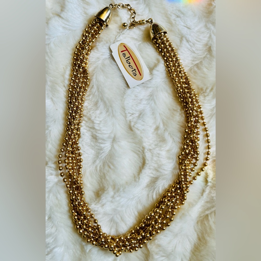 Talbots Elegant Gold Multi-Strand ball chain Necklace MWT